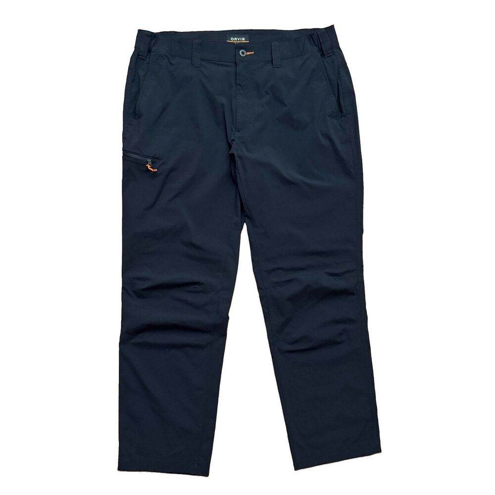 Orvis Pants Mens Size L 36 Nylon Stretch Hiking Outdoor Travel Zip Pockets Black